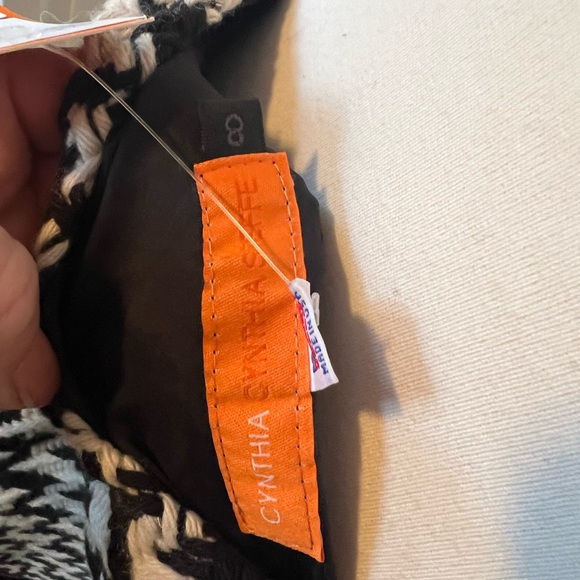 NWT Cynthia Steefe wool herringbone fur and leather trimmed skirt Size 8 - Picture 5 of 6